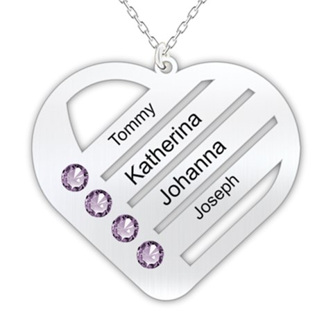 Personalized 4 Line Names Heart 925 Sterling Silver Pendant Necklace from ArtsNow.com Front