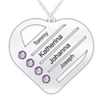Personalized 4 Line Names Heart 925 Sterling Silver Pendant Necklace