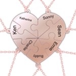 Personalized 7Names Puzzle Heart 925 Sterling Silver Pendant Necklace