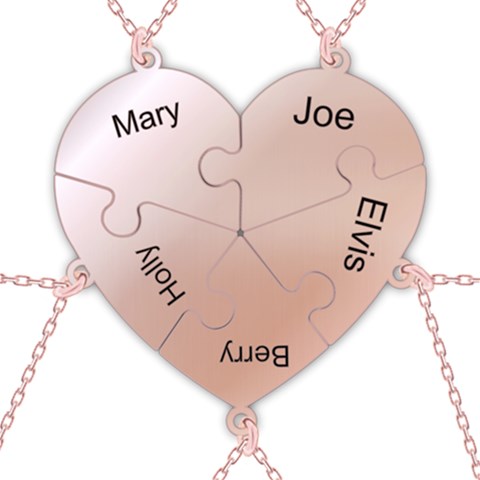 Personalized 5Names Puzzle Heart 925 Sterling Silver Pendant Necklace from ArtsNow.com Front
