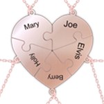 Personalized 5Names Puzzle Heart 925 Sterling Silver Pendant Necklace