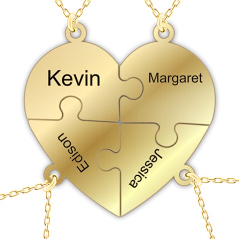 Personalized 4Names Puzzle Heart 925 Sterling Silver Pendant Necklace from ArtsNow.com Front
