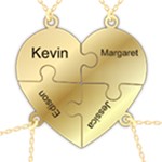 Personalized 4Names Puzzle Heart 925 Sterling Silver Pendant Necklace