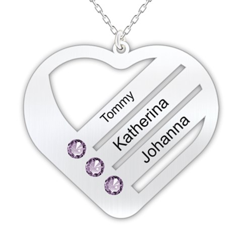 Personalized 3 Line Names Heart 925 Sterling Silver Pendant Necklace from ArtsNow.com Front