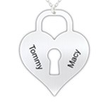 Personalized 2 Names Heart Locker 925 Sterling Silver Pendant Necklace