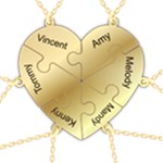 Personalized 6Names Puzzle Heart 925 Sterling Silver Pendant Necklace