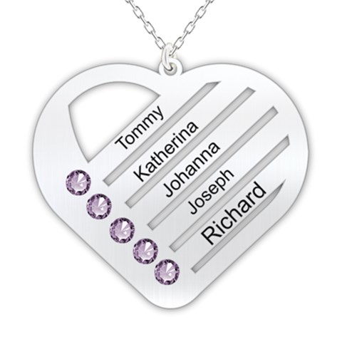 Personalized 5 Line Names Heart 925 Sterling Silver Pendant Necklace from ArtsNow.com Front