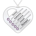Personalized 5 Line Names Heart 925 Sterling Silver Pendant Necklace