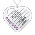Personalized 6 Line Names Heart 925 Sterling Silver Pendant Necklace