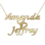 Personalized Couple Heart Name 925 Sterling Silver Pendant Necklace