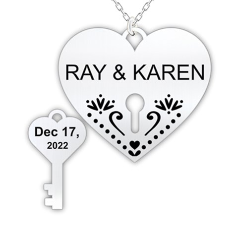 Personalized Name Love Key Lock 925 Sterling Silver Pendant Necklace from ArtsNow.com Front