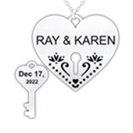 Personalized Name Love Key Lock 925 Sterling Silver Pendant Necklace