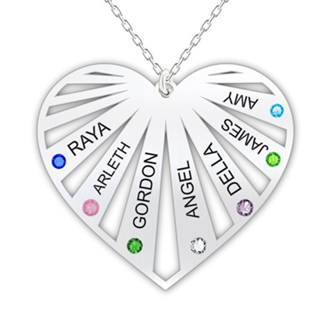 Personalized Name 7 Members Family Tree Heart Love 925 Sterling Silver Pendant Necklace from ArtsNow.com Front