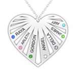 Personalized Name 7 Members Family Tree Heart Love 925 Sterling Silver Pendant Necklace