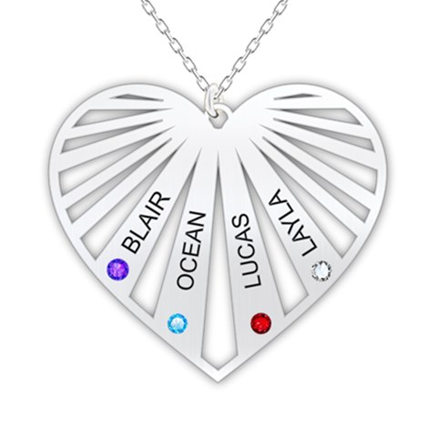 Personalized Name 4 Members Family Tree Heart Love 925 Sterling Silver Pendant Necklace from ArtsNow.com Front