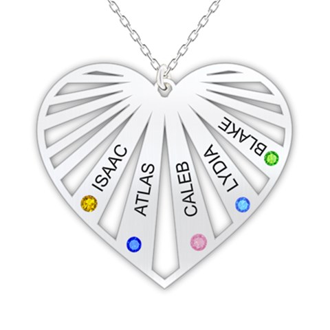 Personalized Name 5 Members Family Tree Heart Love 925 Sterling Silver Pendant Necklace from ArtsNow.com Front