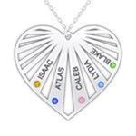 Personalized Name 5 Members Family Tree Heart Love 925 Sterling Silver Pendant Necklace
