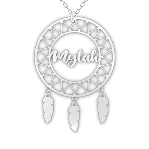 Personalized Name Dream Catcher Boho 925 Sterling Silver Pendant Necklace from ArtsNow.com Front