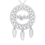 Personalized Name Dream Catcher Boho 925 Sterling Silver Pendant Necklace