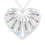 Personalized Name 8 Members Family Tree Heart Love 925 Sterling Silver Pendant Necklace