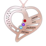 Personalized 4Names Heart 925 Sterling Silver Pendant Necklace