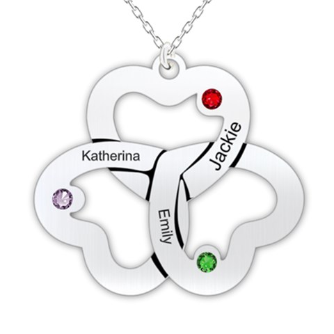 Personalized 3 Hearts 925 Sterling Silver Pendant Necklace from ArtsNow.com Front