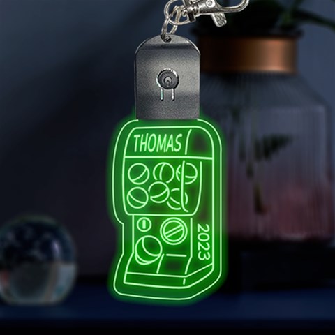 Personalized Name Gacha Machine LED Key Chain from ArtsNow.com Front