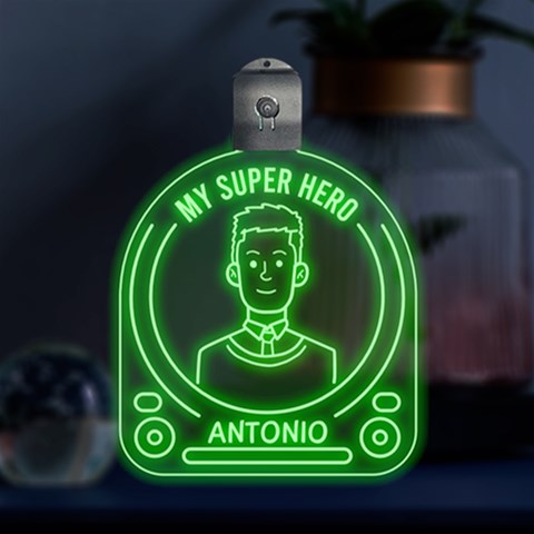 Personalized Name Man Graphic Multicolor LED Acrylic Ornament from ArtsNow.com Front