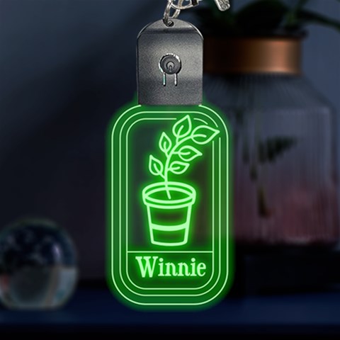 Personalized Name Plant LED Key Chain from ArtsNow.com Front