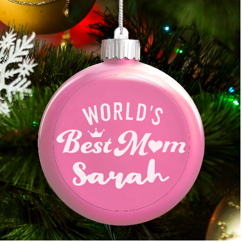Personalized Mun Mothers Day Name LED Glass Round Ornament from ArtsNow.com Front