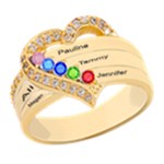 Diamond 5 Name Heart Ring 925 Sterling Silver Ring