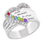 Diamond 7 Name Heart Ring 925 Sterling Silver Ring