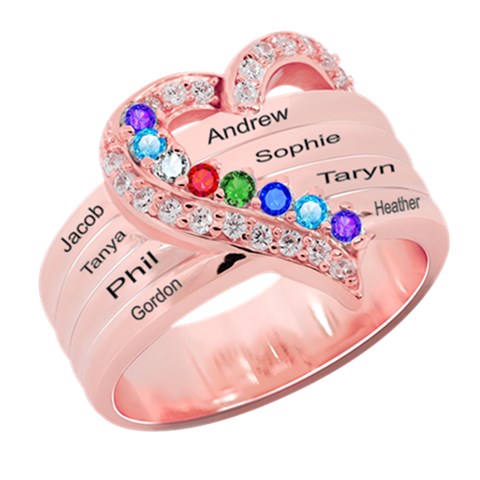 Diamond 8 Name Heart Ring 925 Sterling Silver Ring from ArtsNow.com Front