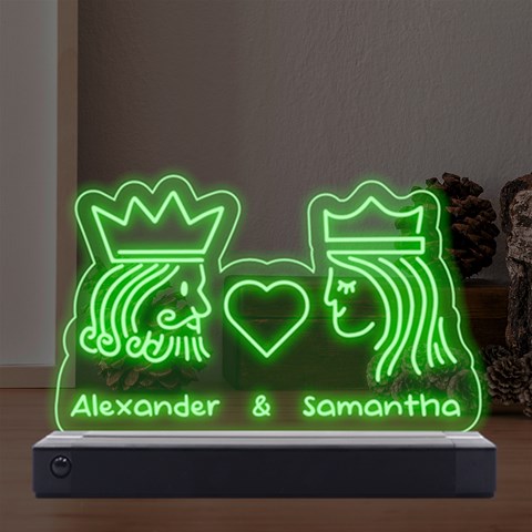 Personalized Name King and Queen LED Acrylic Message Display from ArtsNow.com Front