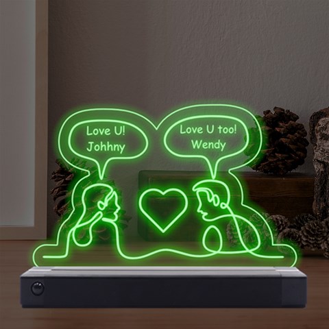Personalized talking couple LED Acrylic Message Display from ArtsNow.com Front