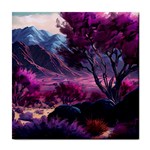 Landscape Landscape Painting Purple Purple Trees Tile Coaster