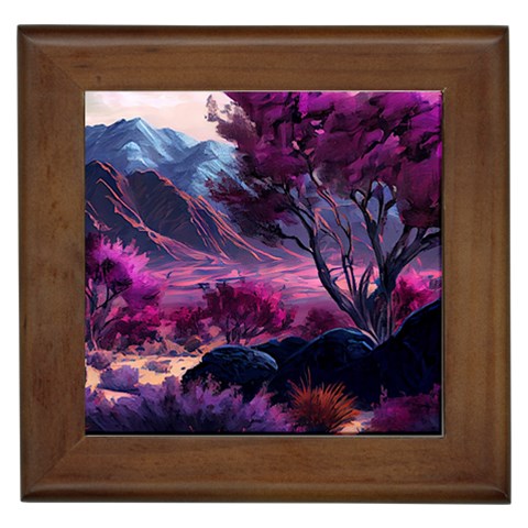 Landscape Landscape Painting Purple Purple Trees Framed Tile from ArtsNow.com Front