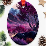 Landscape Landscape Painting Purple Purple Trees Ornament (Oval)