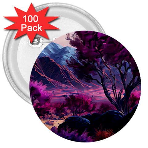 Landscape Landscape Painting Purple Purple Trees 3  Buttons (100 pack)  from ArtsNow.com Front