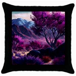 Landscape Landscape Painting Purple Purple Trees Throw Pillow Case (Black)