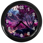 Landscape Landscape Painting Purple Purple Trees Wall Clock (Black)