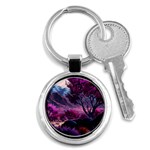 Landscape Landscape Painting Purple Purple Trees Key Chain (Round)