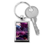 Landscape Landscape Painting Purple Purple Trees Key Chain (Rectangle)