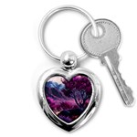 Landscape Landscape Painting Purple Purple Trees Key Chain (Heart)