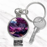 Landscape Landscape Painting Purple Purple Trees Nail Clippers Key Chain