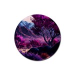 Landscape Landscape Painting Purple Purple Trees Rubber Round Coaster (4 pack)