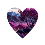 Landscape Landscape Painting Purple Purple Trees Heart Magnet