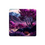 Landscape Landscape Painting Purple Purple Trees Square Magnet