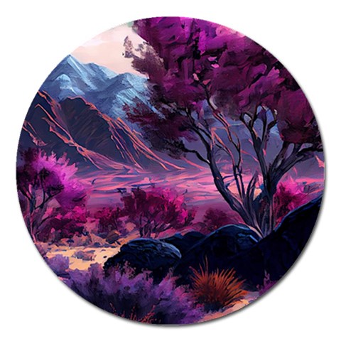 Landscape Landscape Painting Purple Purple Trees Magnet 5  (Round) from ArtsNow.com Front