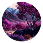 Landscape Landscape Painting Purple Purple Trees Magnet 5  (Round)